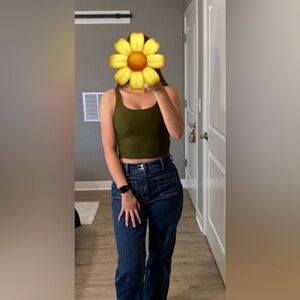 Old Navy Active Olive Green Sports Top With Bra